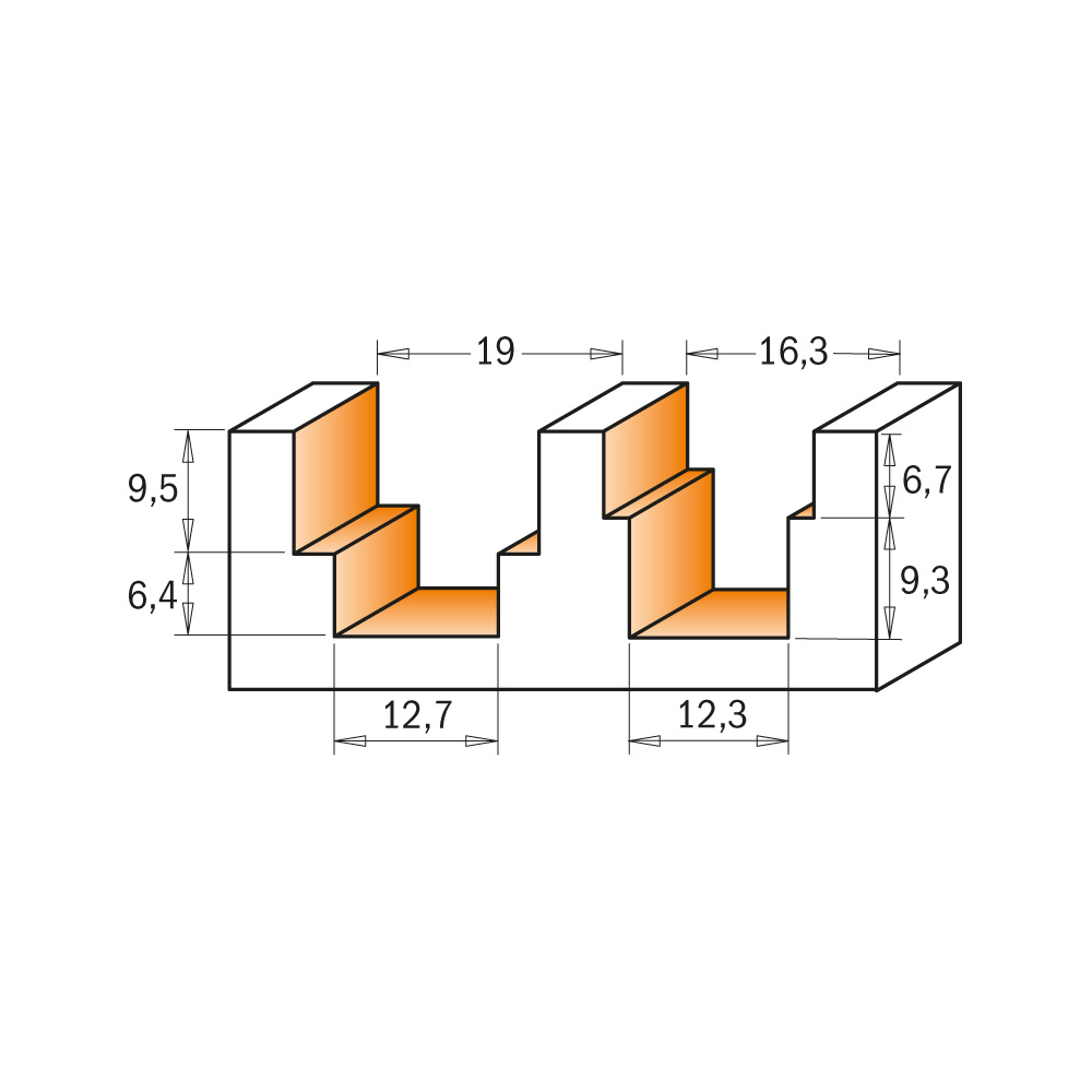 Stepped rebate router bits