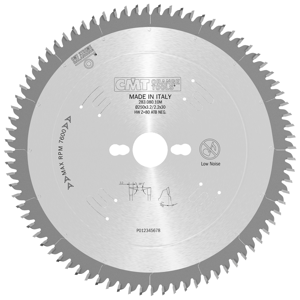 Industrial fine cut-off circular saw blades for two-sided melamine