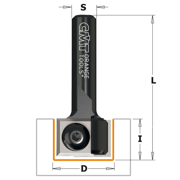 Straight router bit with insert knives