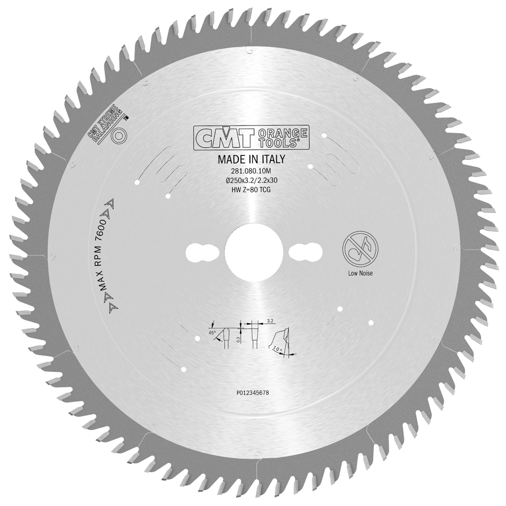 Lames circulaires industrielles pour laminés et agglomérés, angle de coupe positif