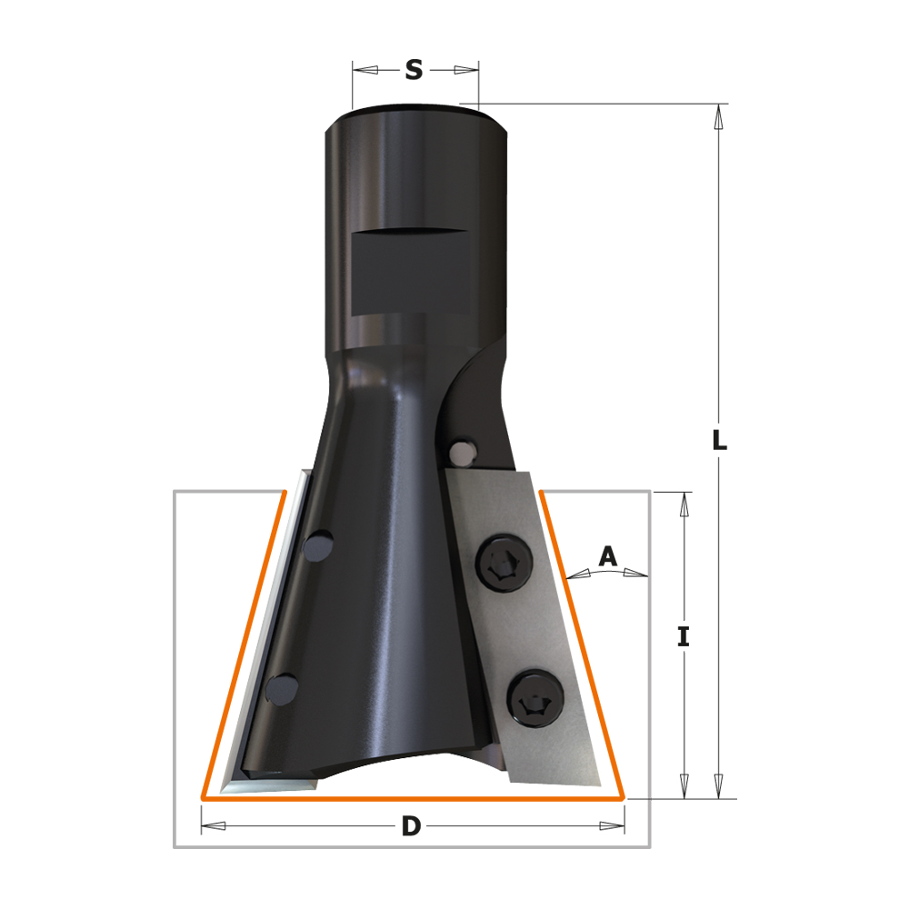 15° dovetail cutter with insert knives for roof-frames