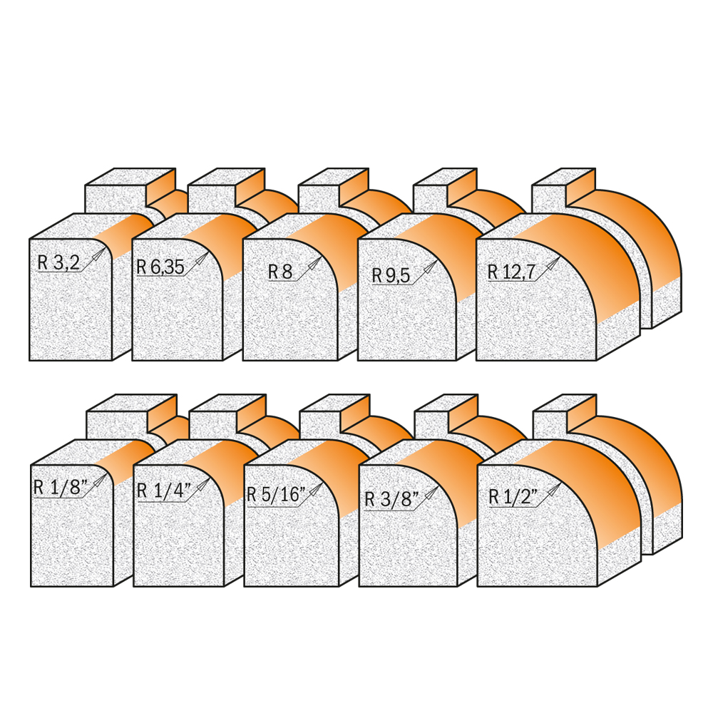 Abrundfräser für Mineralwerkstoffe