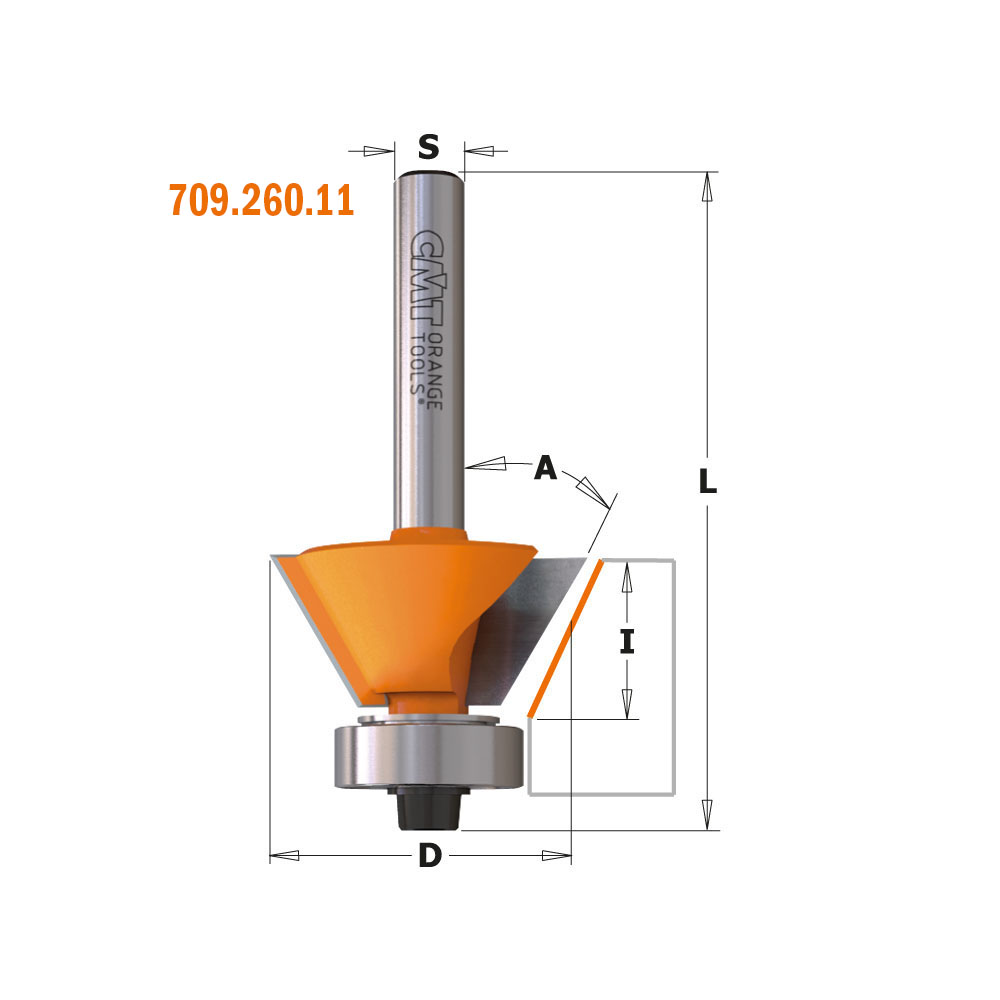 Fraise CMT Orange Tools Mèche pour affleurer carbure D=9.5x25.4 L=68.2 S=8  Z=2 Droite MFLS - CMT90609511