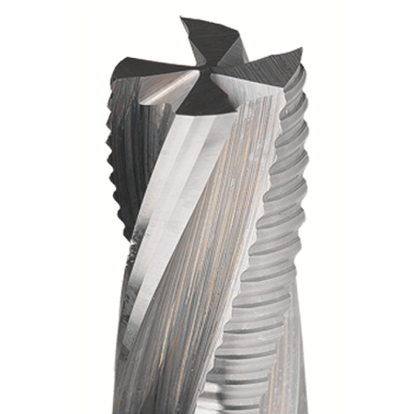 Solid carbide upcut spiral bits with chipbreaker