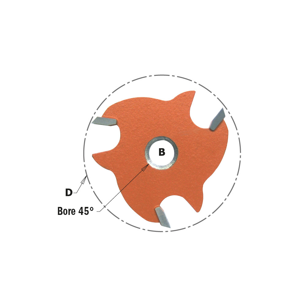 Slot cutters with 45° bore