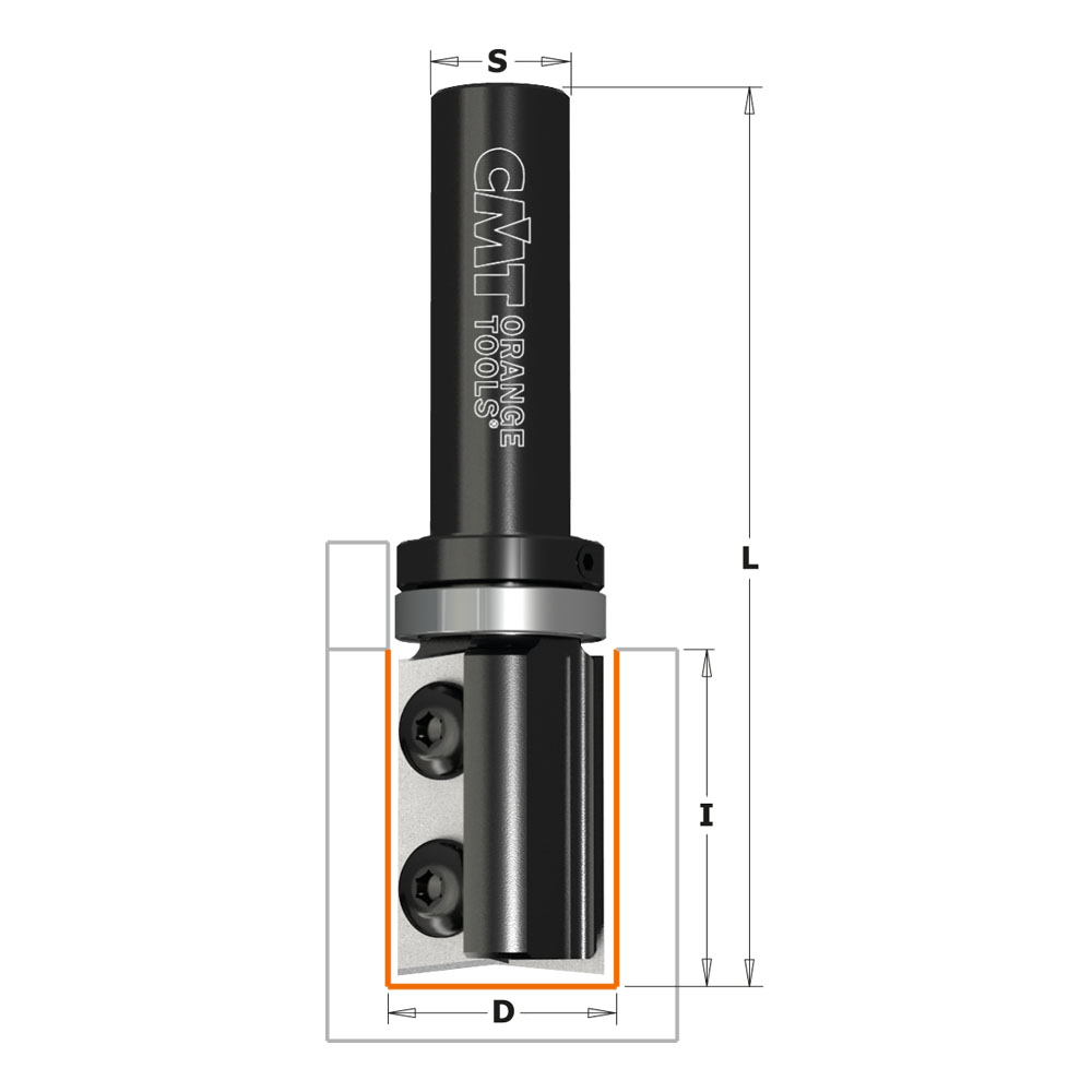 Straight router bits with indexable knives for laminates