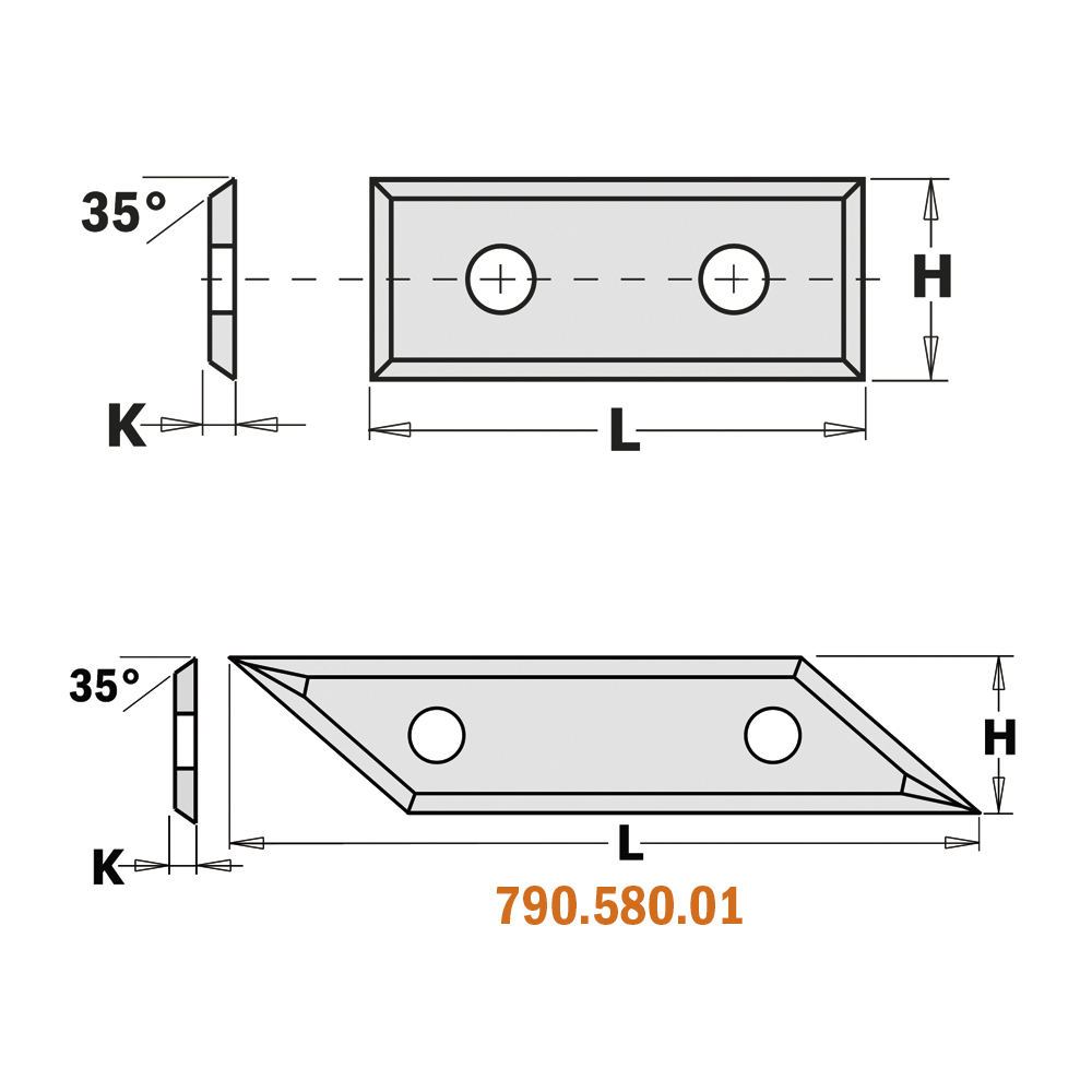 HWM Indexable knives - 2/4 cutting edges - 35°