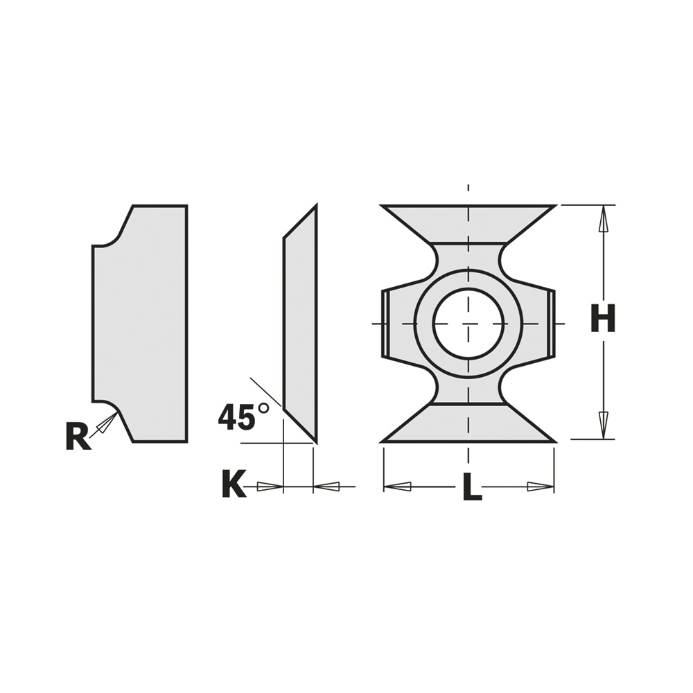 Edge rounding/chamfering reversible knives