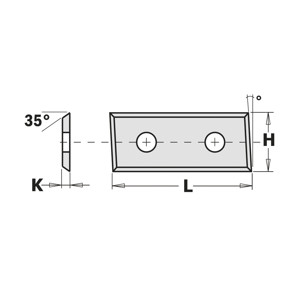 HWM Indexable knives - 4 cutting edges - 35°