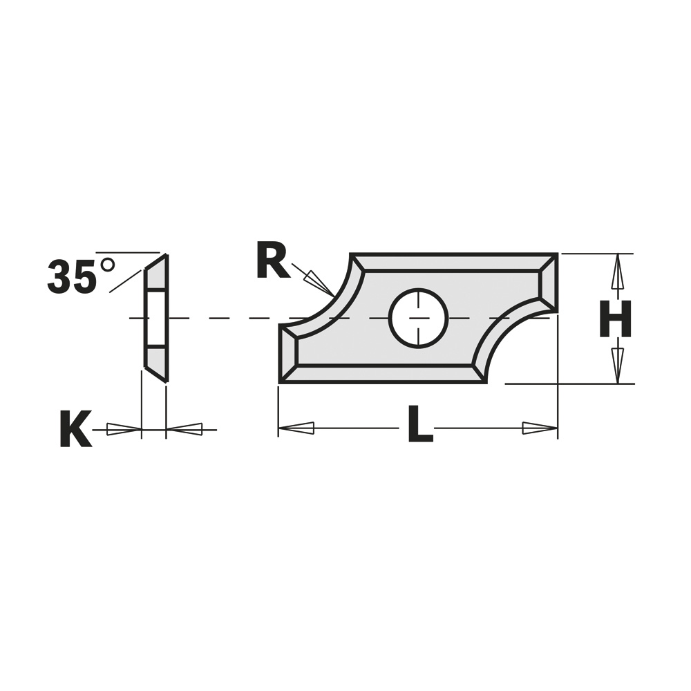 HWM Profiled rounding reversible knives - 2 cutting edges - 35°