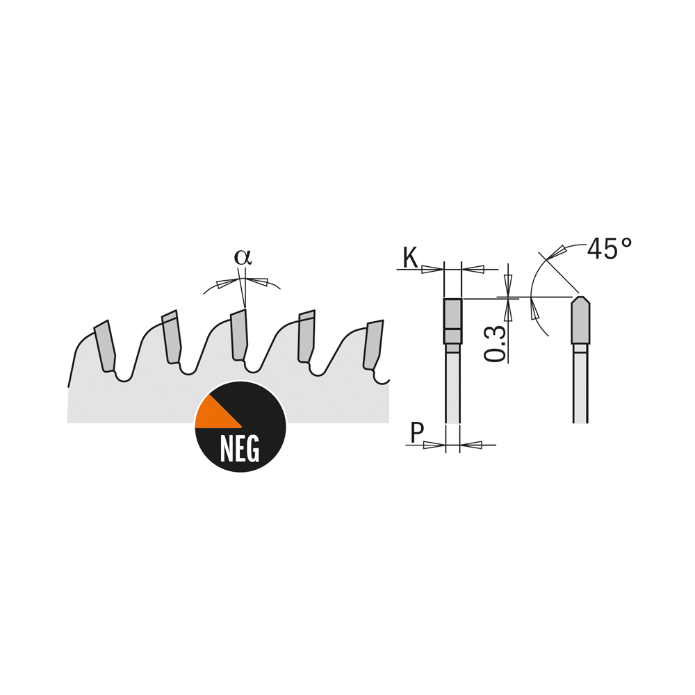 Lames circulaires pour mélaminés et agglomérés, Orange Chrome