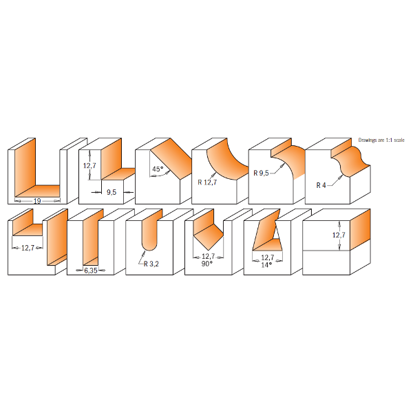 12 piece router bit set with  case