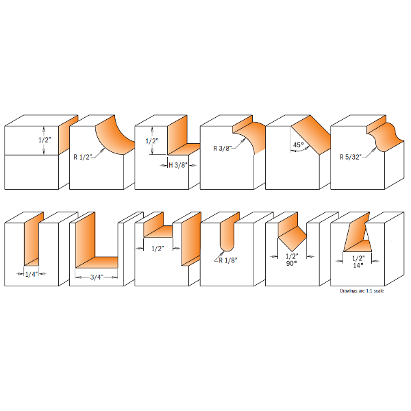 12 piece router bit set with  case