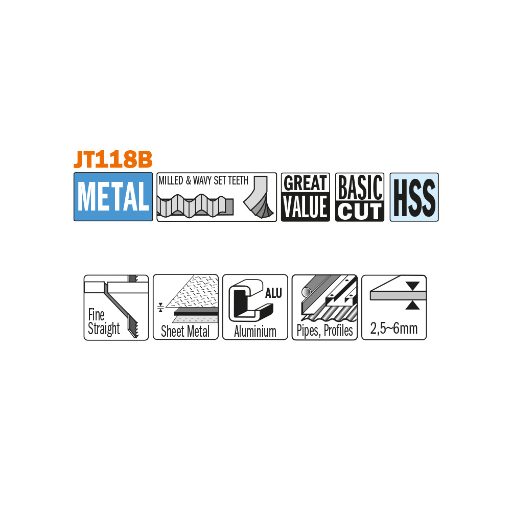 Straight cuts on medium-thick metals, ferrous and non-ferrous