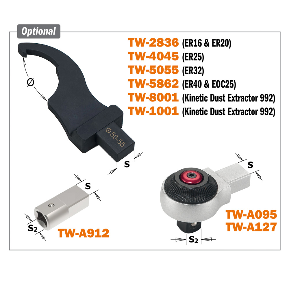 Llave dinamométrica intercambiable 20~200 N