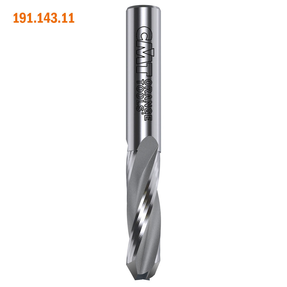 Solid carbide upcut spiral bits for 60° V-point locksets