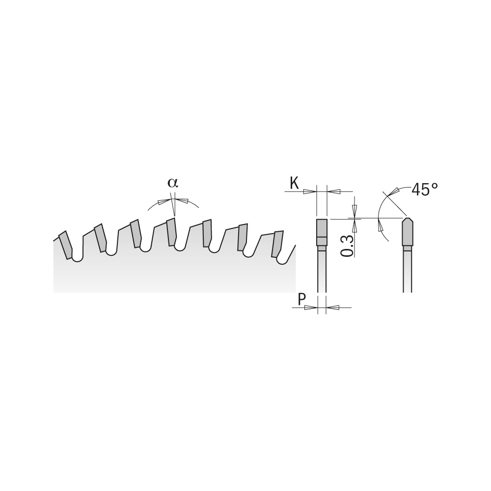 Lames circulaires pour mélaminés et agglomérés, angle de coupe négatif