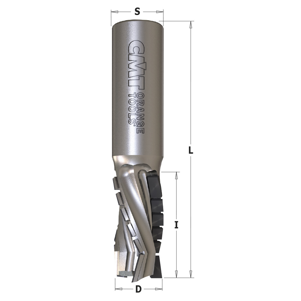 Diamond spiral router cutters with shear angle