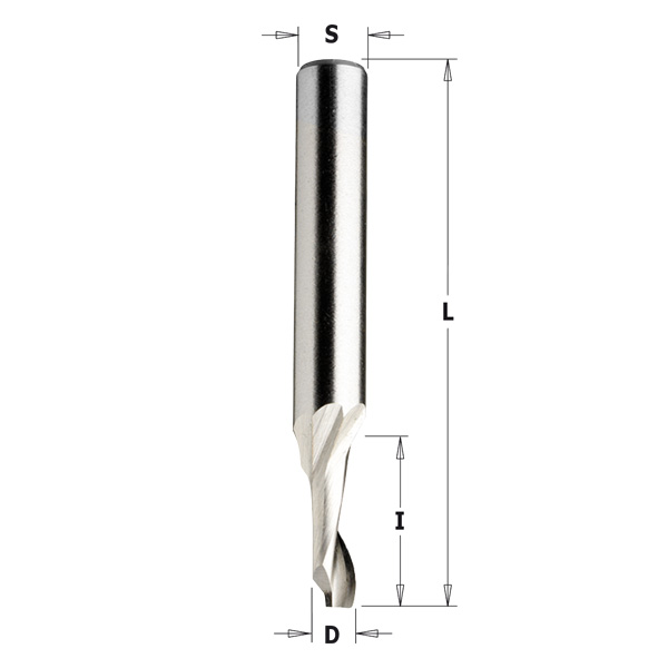 Fresas helicoidales para aluminio y PVC en HS 5% co de 1 corte positivo