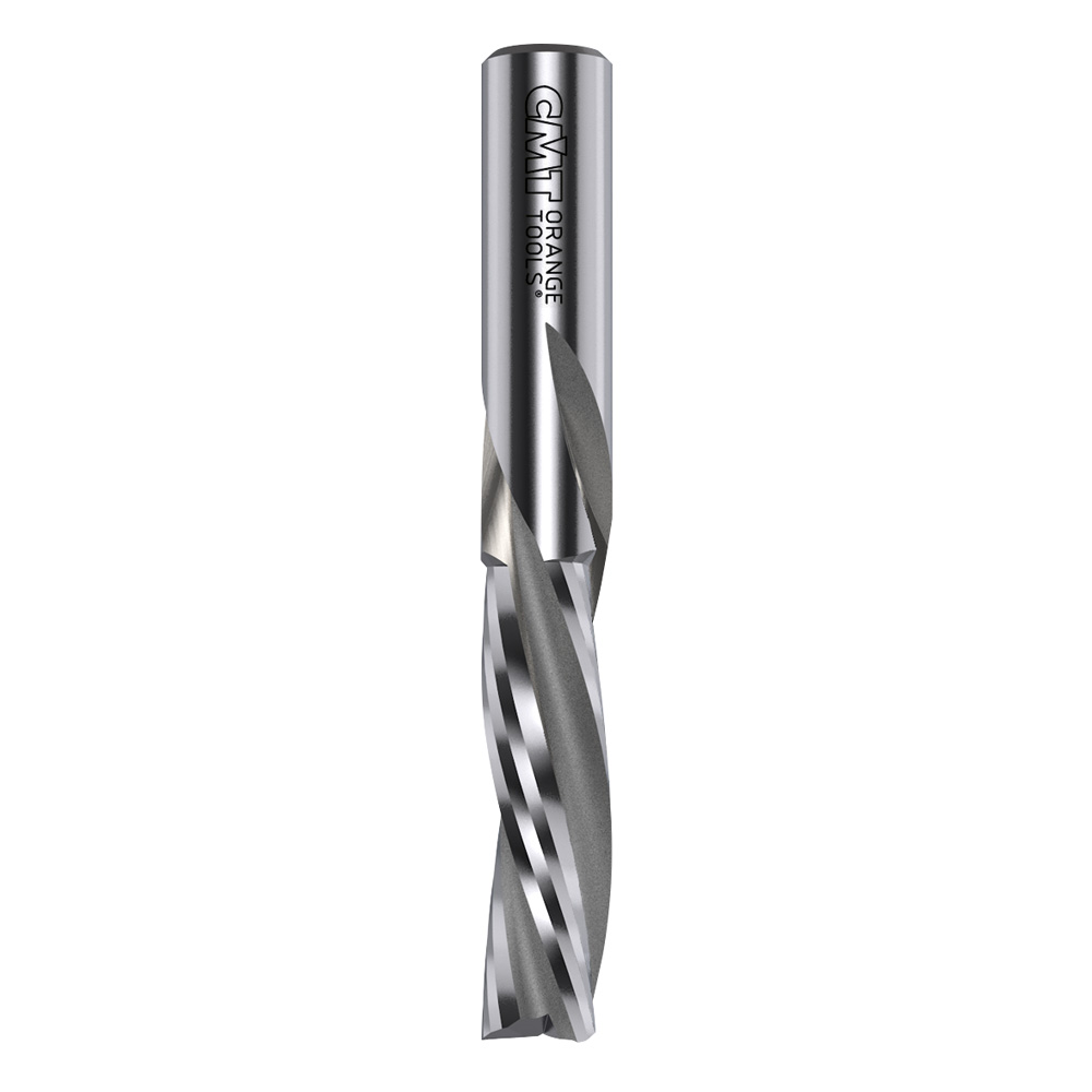 Solid carbide spiral bits downcut