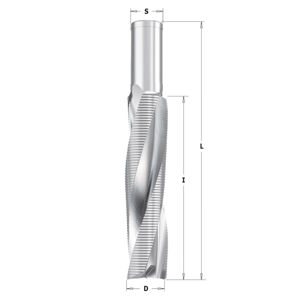 Upcut spiral bits with chipbreaker for glue-laminated wooden beams