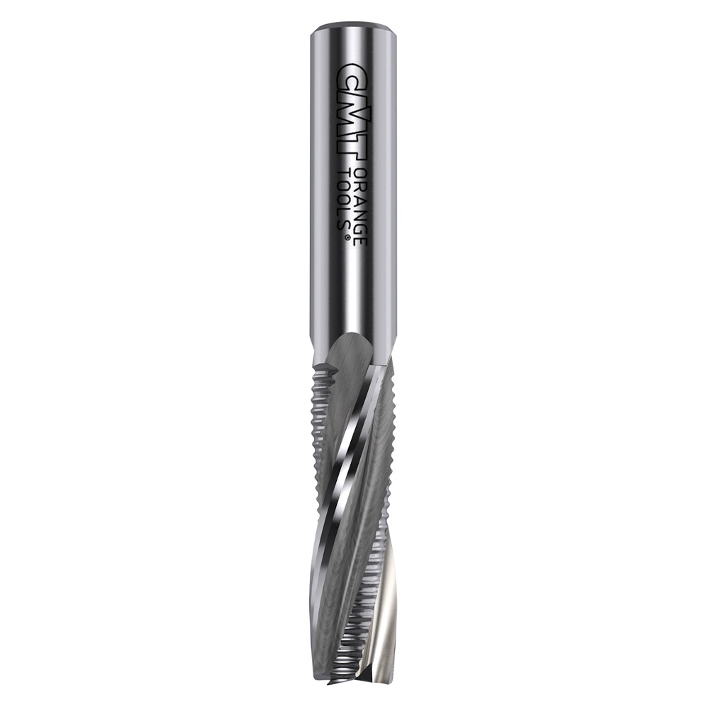 Solid carbide upcut spiral bits with chipbreaker