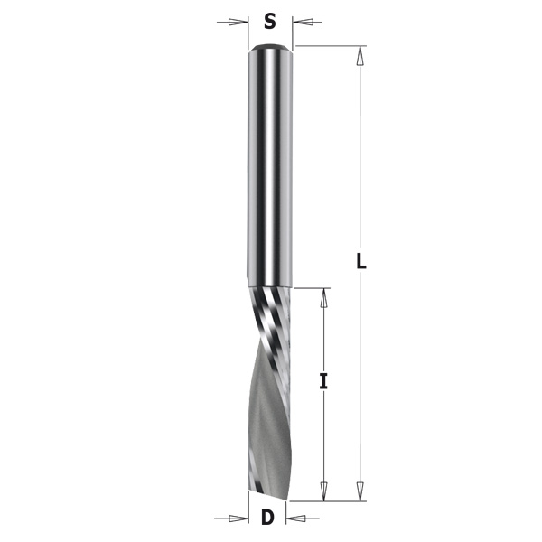 Solid carbide downcut spiral bits