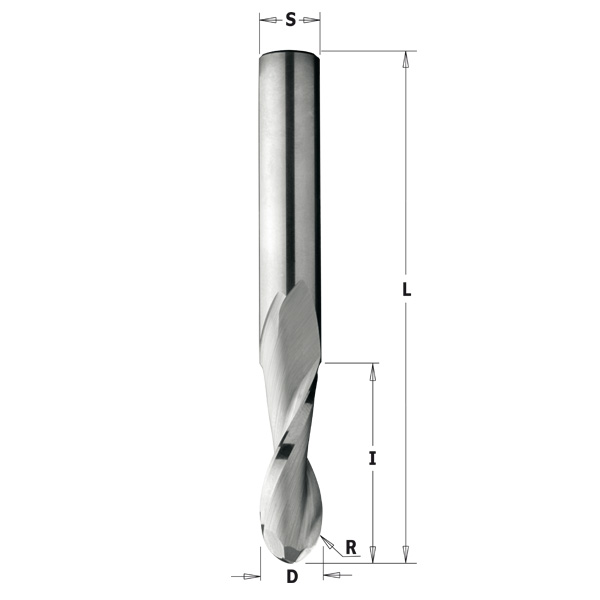 Z2 - Round Nose Solid Carbide Upcut Spiral Bits