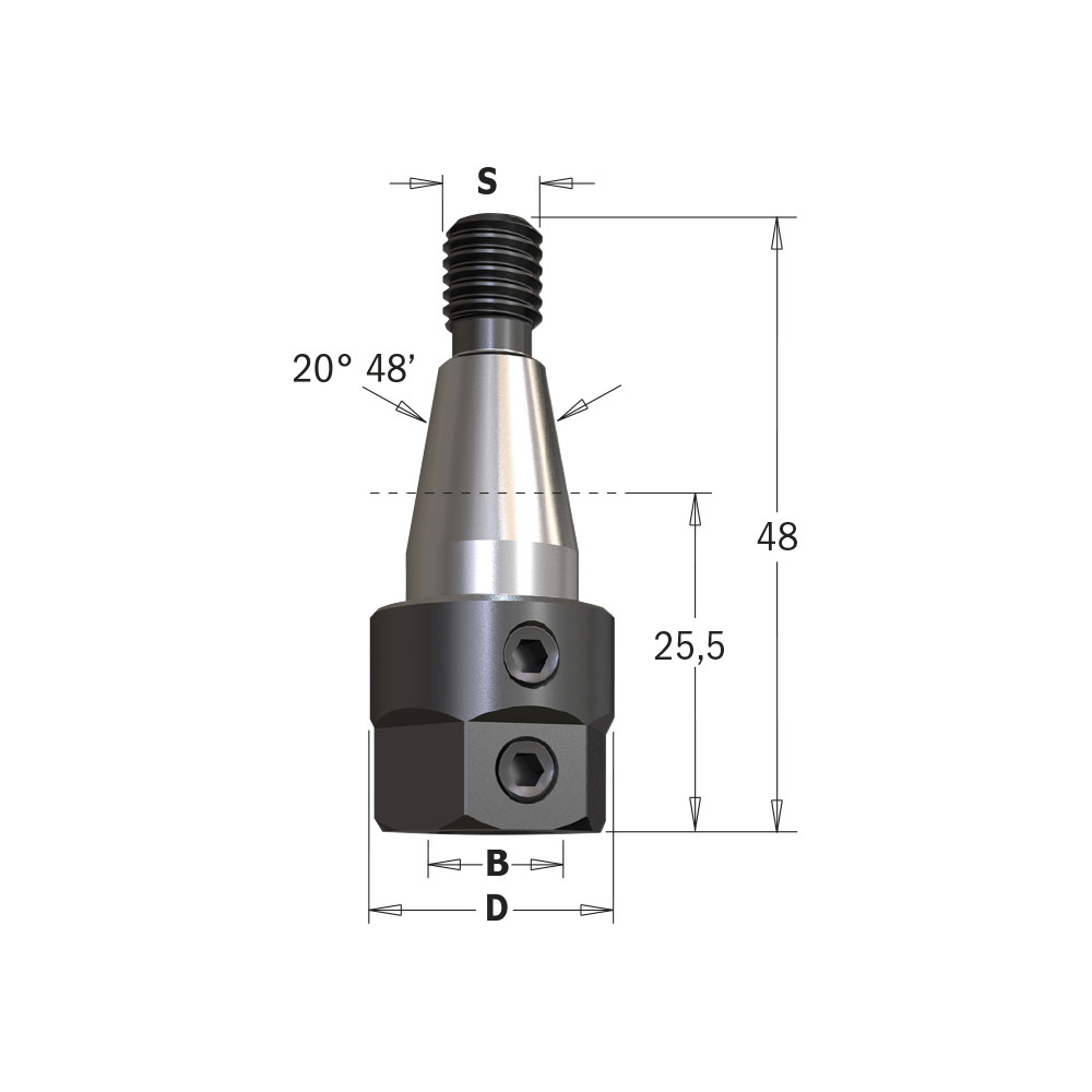 Adapter für Dübellochbohrer M8/20° 48’