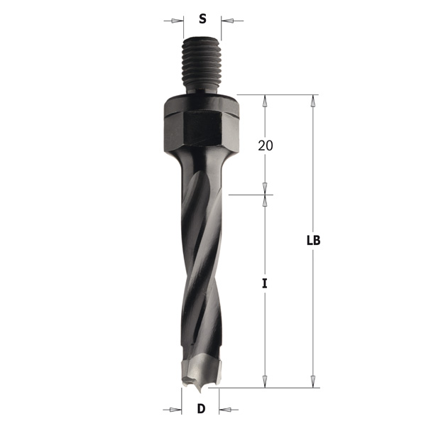 Dowel drills with threaded shank