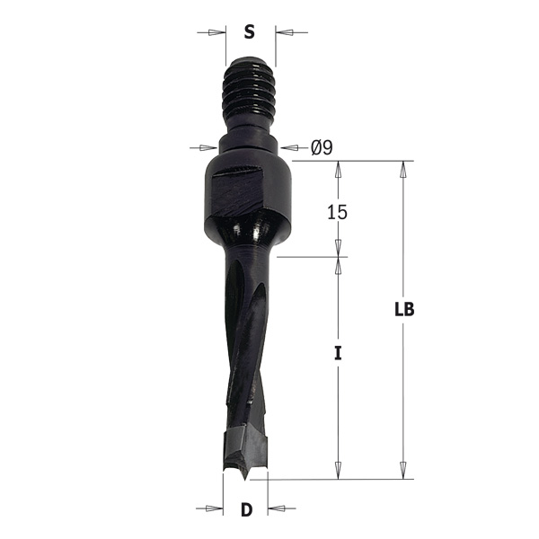 Dowel drills with threaded shank