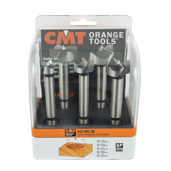 5 piece boring bit set for hinges