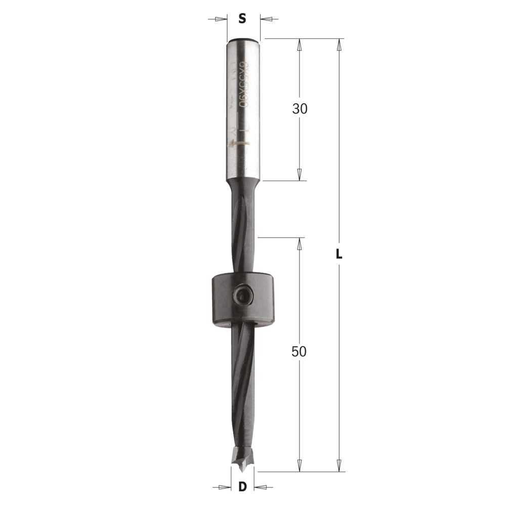 Brad point bits with parallel shank