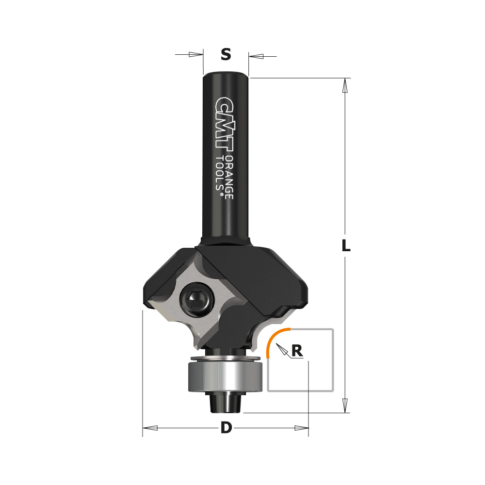 Roundover bits with insert knives