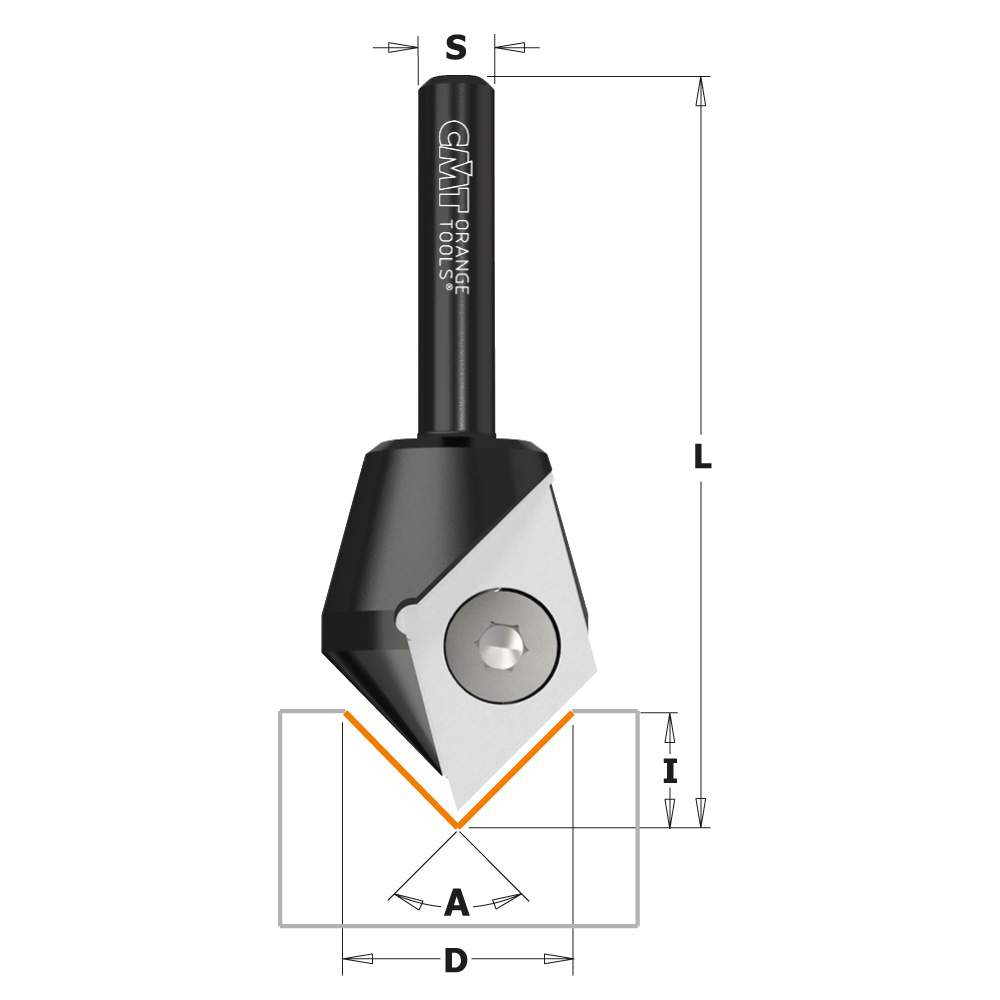 Frese per scanalature a “V” con coltelli reversibili (90°)