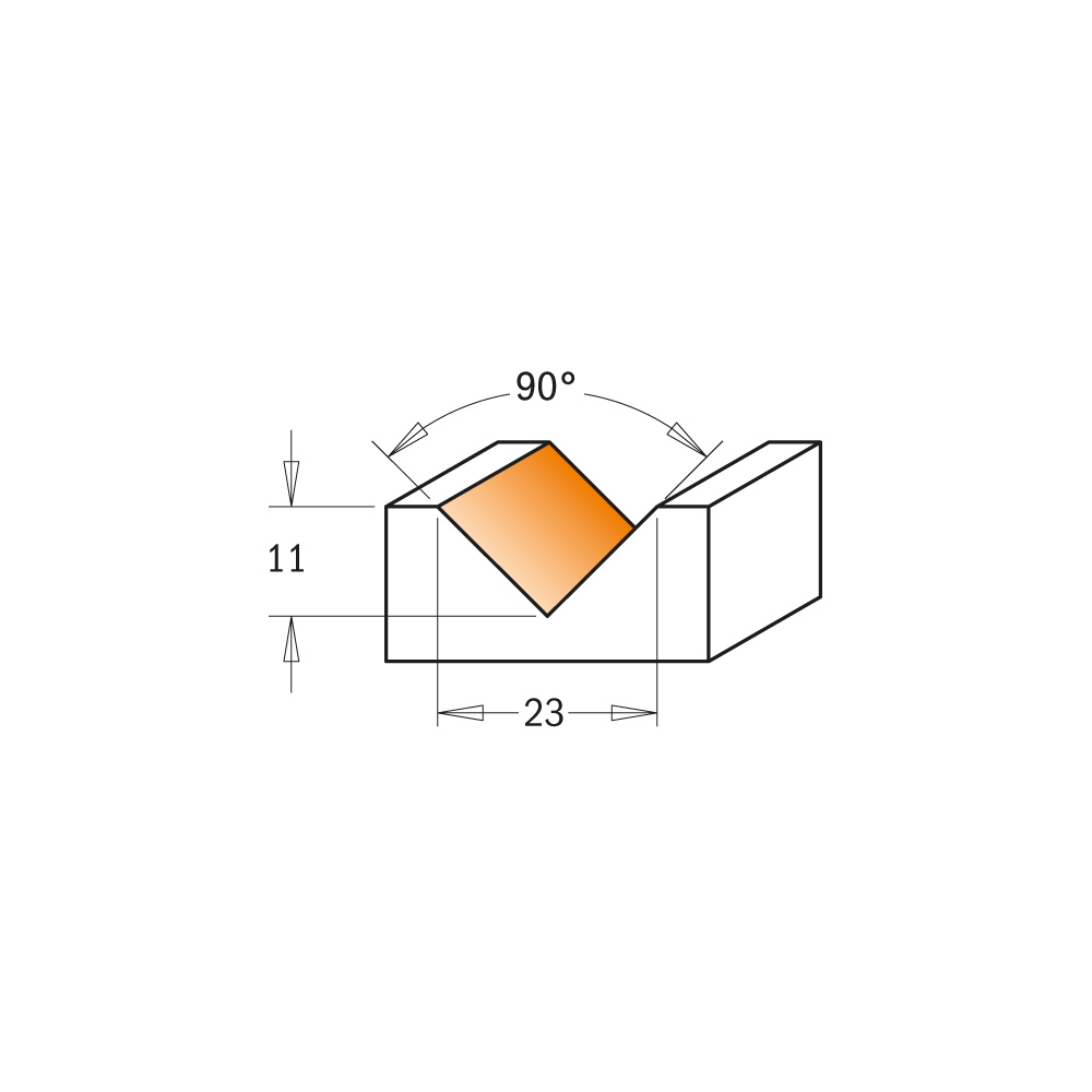 Fresa de cuchillas reversibles para ranuras en forma de V (90°)