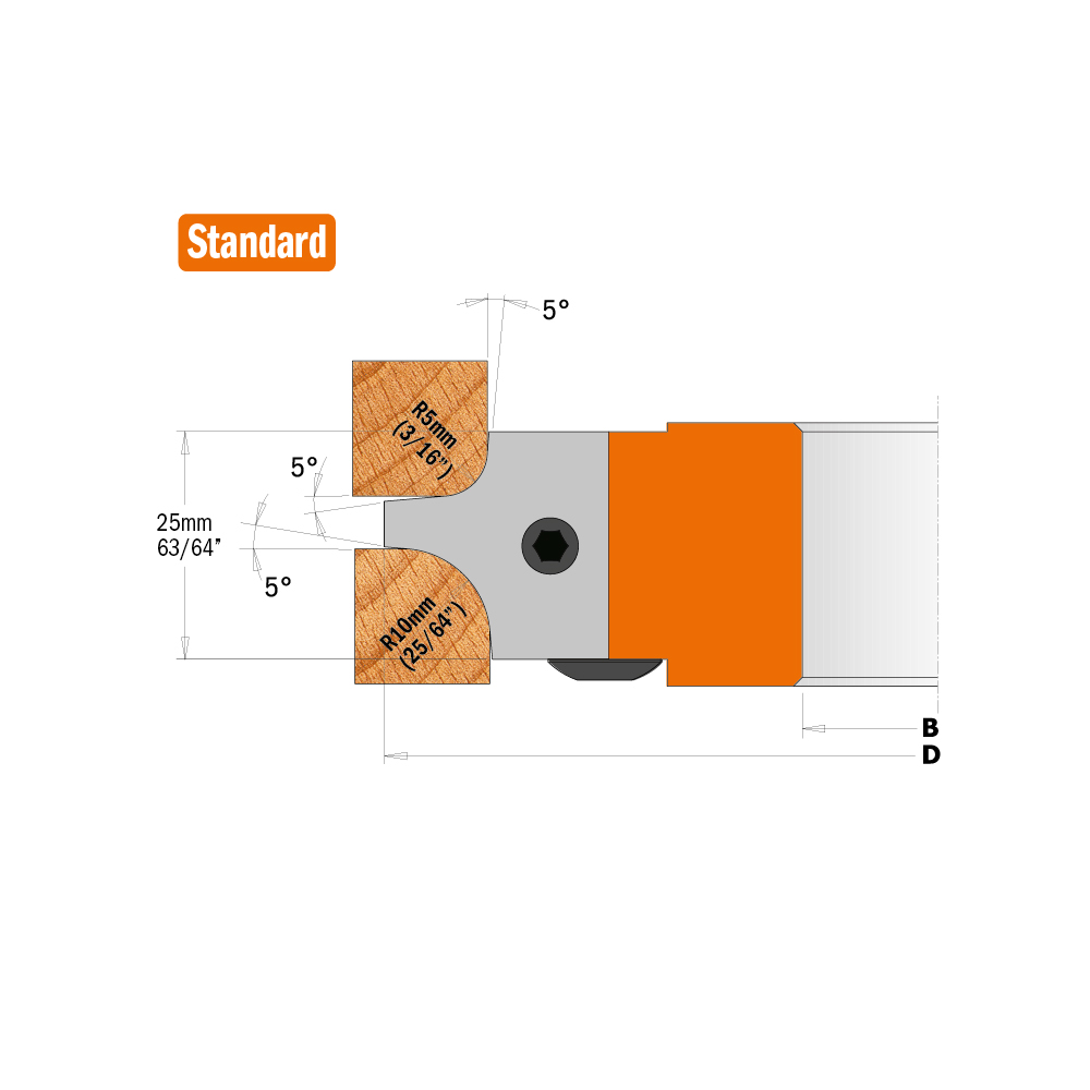 Porte-outils pour quart de rond