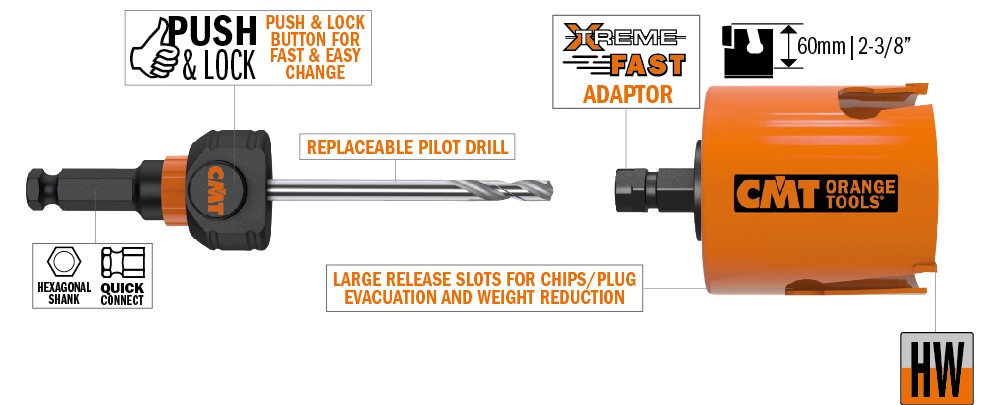 CMT Orange Tools 550x hole saws instructions