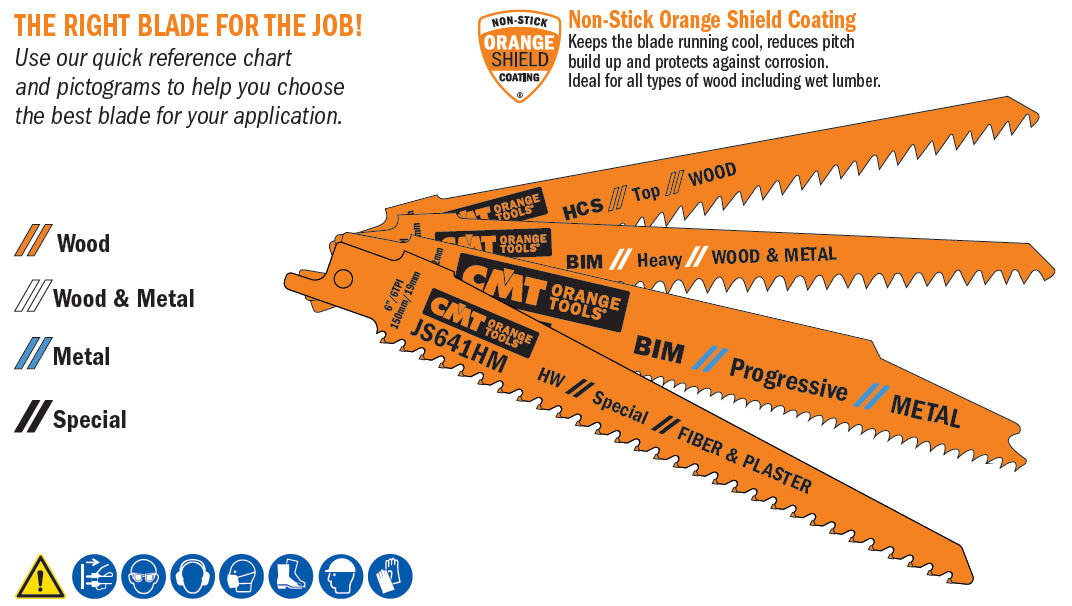 CMT Orange Tools JS1111K-5 5 Reciprocating Saw Blades for Wood Hcs 9"X3 TPI 